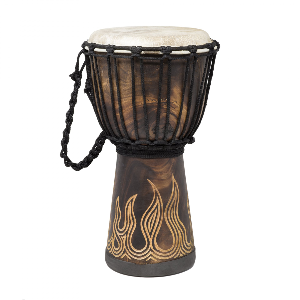  Djembe Beginner Bali Mahagon s řezbou Oheň 40 cm